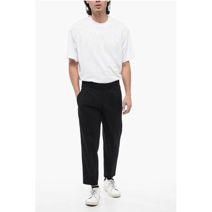 Neil Barrett Tapered Fit Linen Blend Pants with Double Pleat