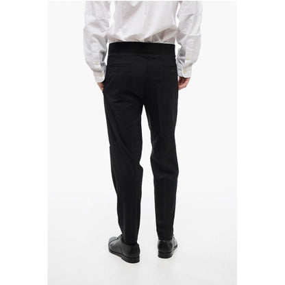 Neil Barrett Tapered Fit Virgin Wool Blend Pants with Double Pleat