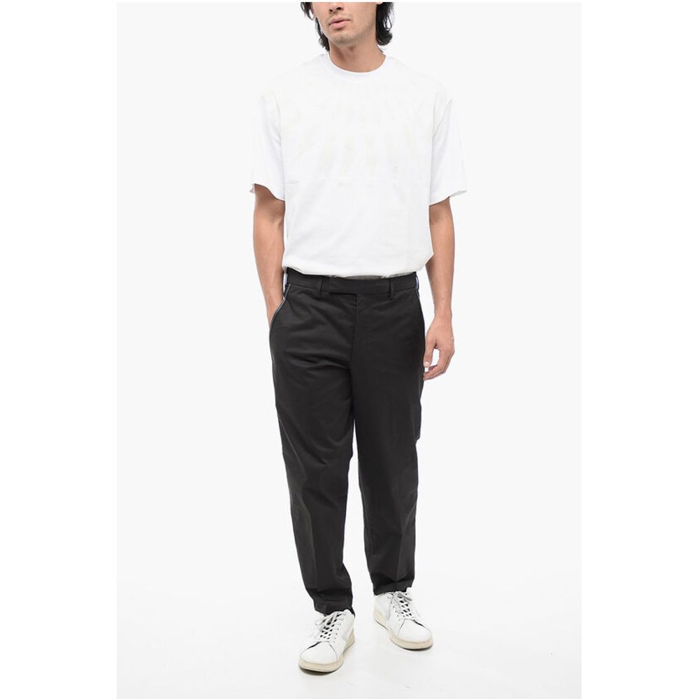 Neil Barrett Cotton Blend Slim Fit Pants with Tape Detail