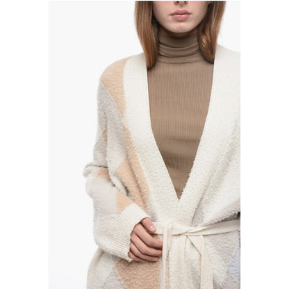 ArchivioB Casentino Wool Long Cardigan with Geometric Motif