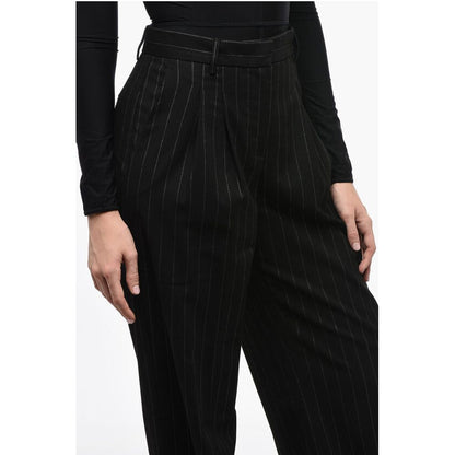 The Andamane Single-pleated Palazzo Pants with Lurex Pinstriped Motif