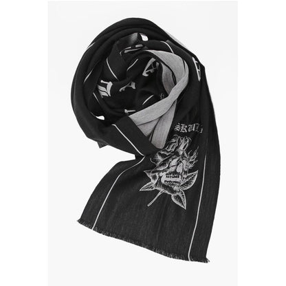 Marcelo Burlon Wool SKULL TATTOO Scarf With Jacquard Logo