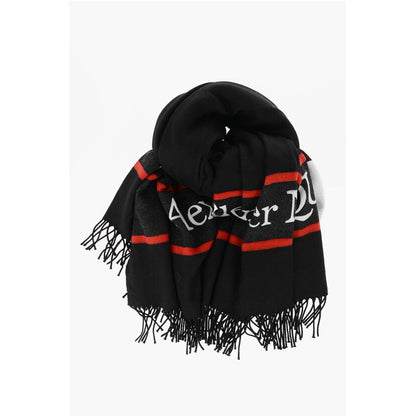 Alexander McQueen Wool and Cashmere BLOWN UP Maxi Scarf with Contrast Details