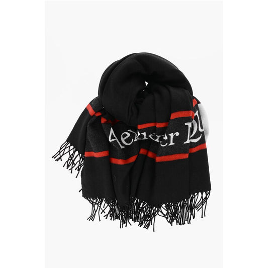 Alexander McQueen Wool and Cashmere BLOWN UP Maxi Scarf with Contrast Details