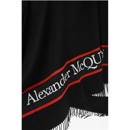 Alexander McQueen Wool and Cashmere BLOWN UP Maxi Scarf with Contrast Details