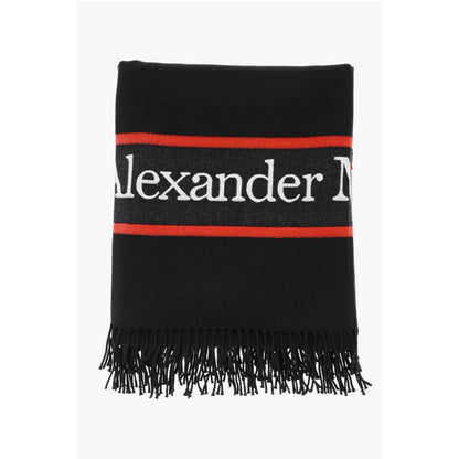 Alexander McQueen Wool and Cashmere BLOWN UP Maxi Scarf with Contrast Details