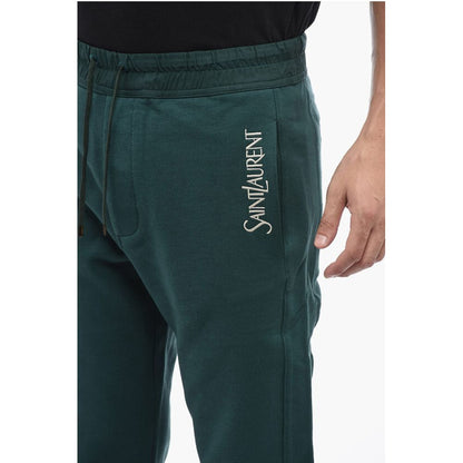 Saint Laurent Brushed Cotton Sweatpants with Cuffs