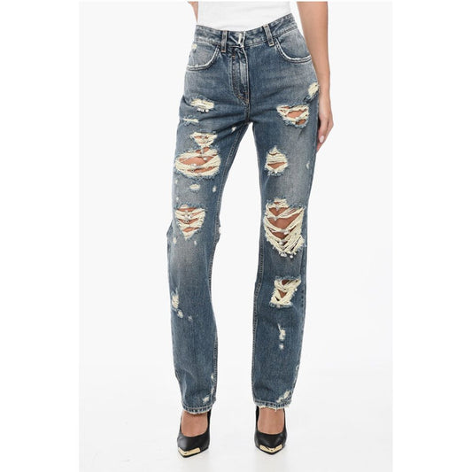 Givenchy Distressed Cotton Slim Fit Denims with Jewel Details 18cm
