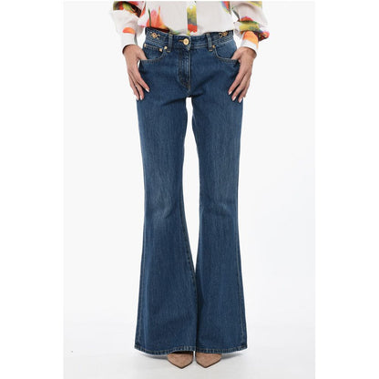 Versace Cotton Bootcut Denims with Logoed Morsets 32cm