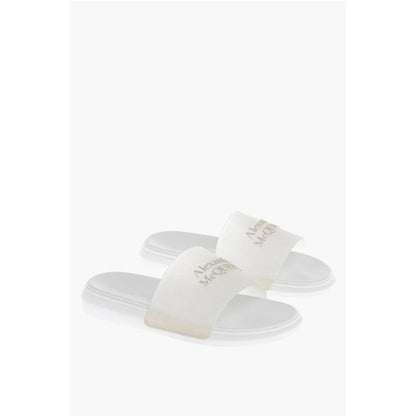 Alexander McQueen Rubber GLITTER TRANSPARENT Sliders with Embossed Logo