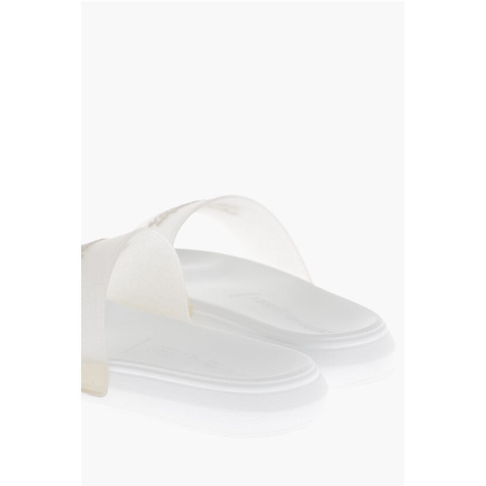 Alexander McQueen Rubber GLITTER TRANSPARENT Sliders with Embossed Logo