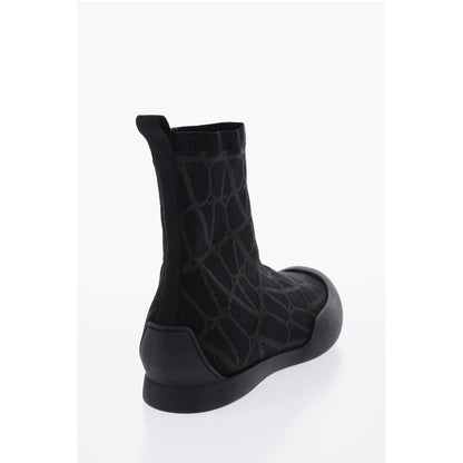 Valentino High-Top Sneakers With Monogram Jacquard Logo