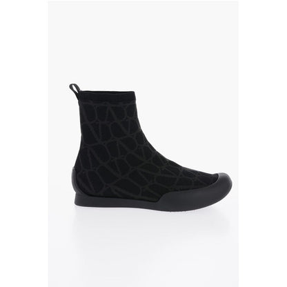 Valentino High-Top Sneakers With Monogram Jacquard Logo