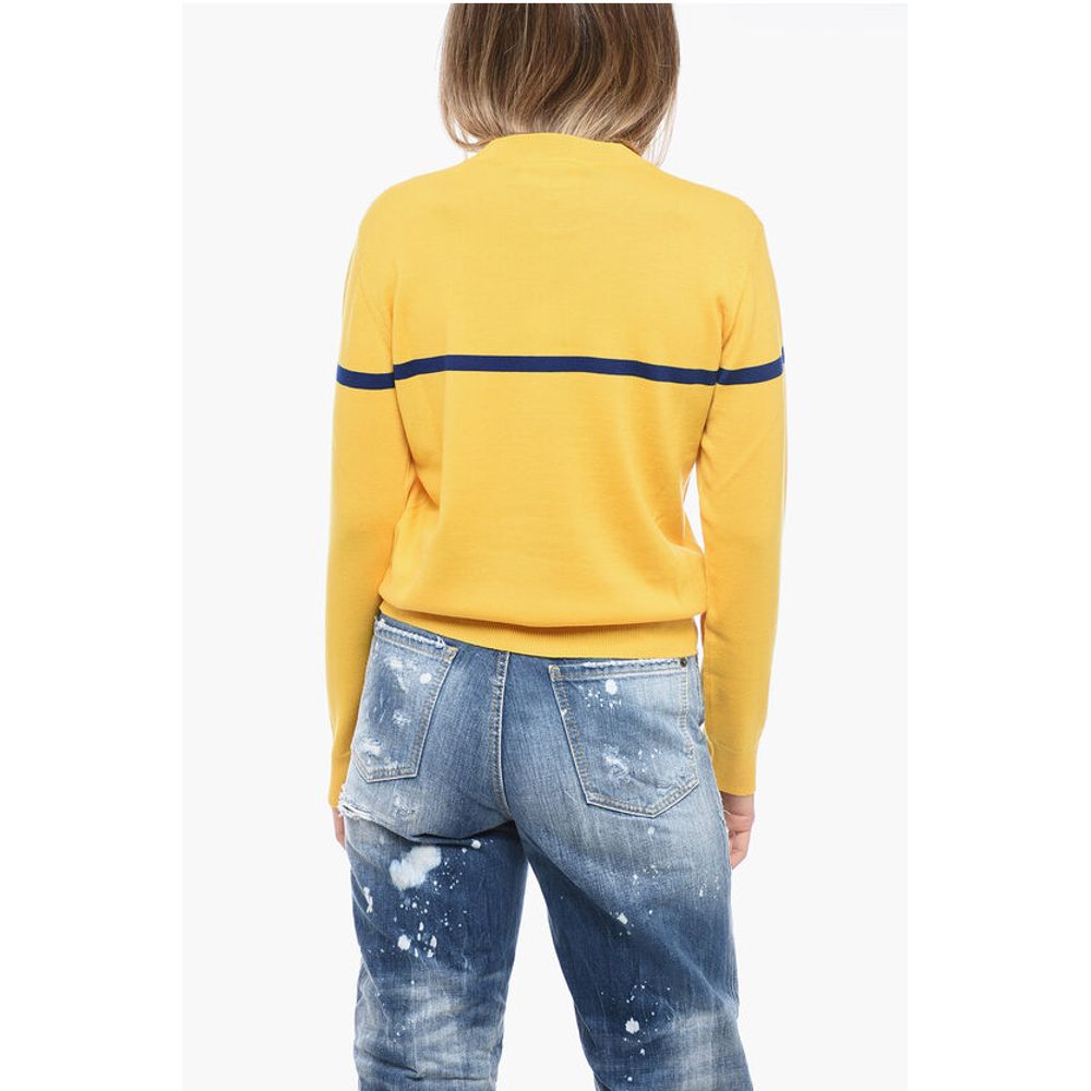 Dsquared² Crew Neck Virgin Wool Sweater with Embroidered Logo
