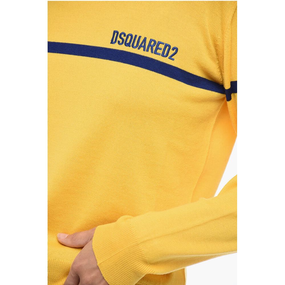 Dsquared² Crew Neck Virgin Wool Sweater with Embroidered Logo
