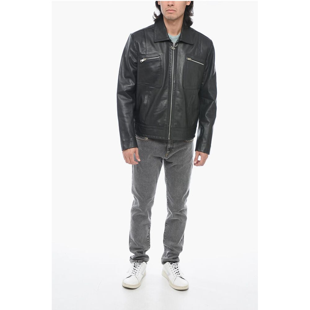 Diesel Leather L-CALE Jacket with Double Chest Pocket