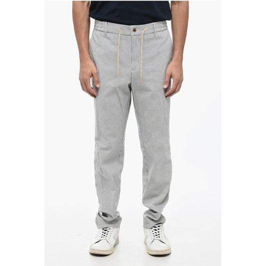 Berwich Two-Tone Striped Casual Pants with Elastic Waistband