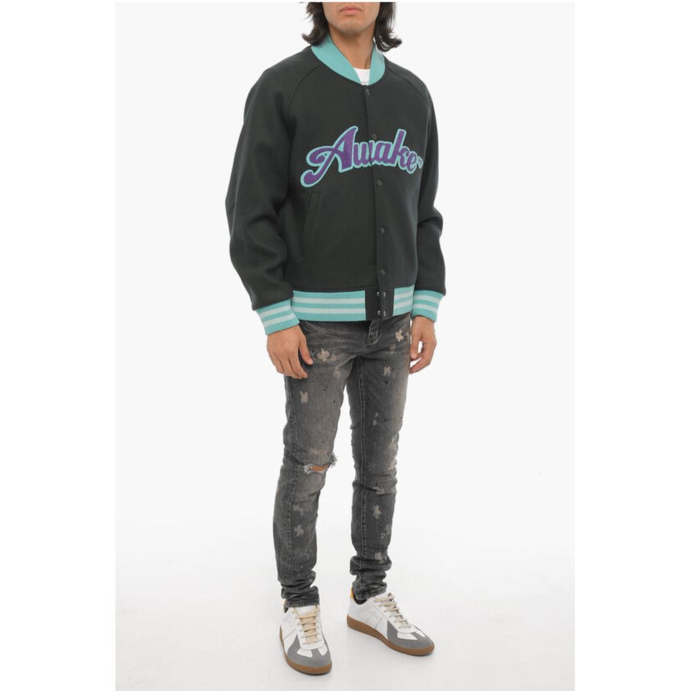 Awake New York Wool Varsity Bomber Jacket with Ribbed Edges