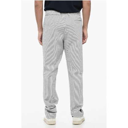 Berwich Two-Tone Striped Casual Pants with Elastic Waistband