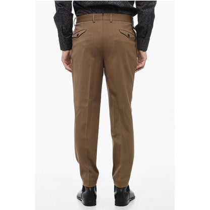 Santaniello Wool Blend IL VIAGGIATORE Single-Pleat Pants with Belt Loops