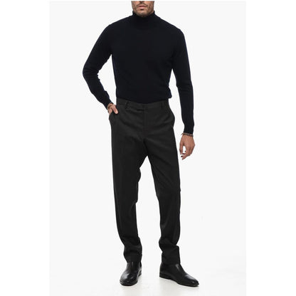 Briglia 1949 Wool Blend Slim Fit Pants with Cuffed Hem