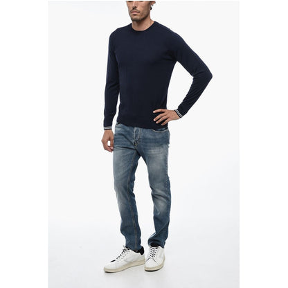 Peserico Virgin Wool Sweater with Striped Cuffs