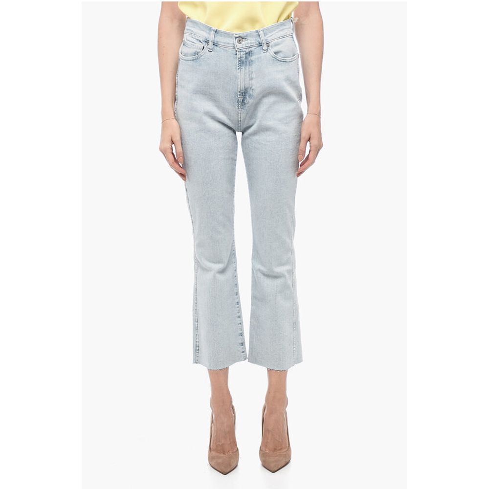 Seven Light-Washed Stetchy Denims with Raw-Cut Hem