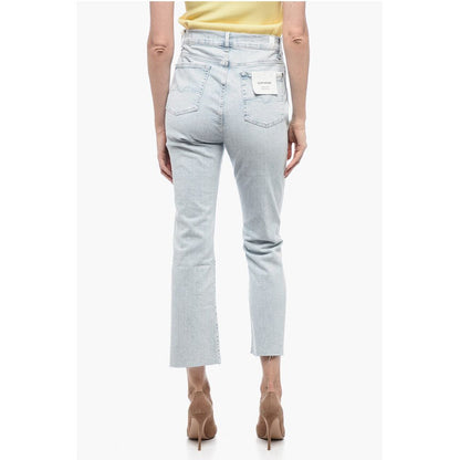 Seven Light-Washed Stetchy Denims with Raw-Cut Hem