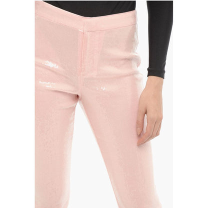 Rotate Sequined Bootcut Pants with Ankle Zip