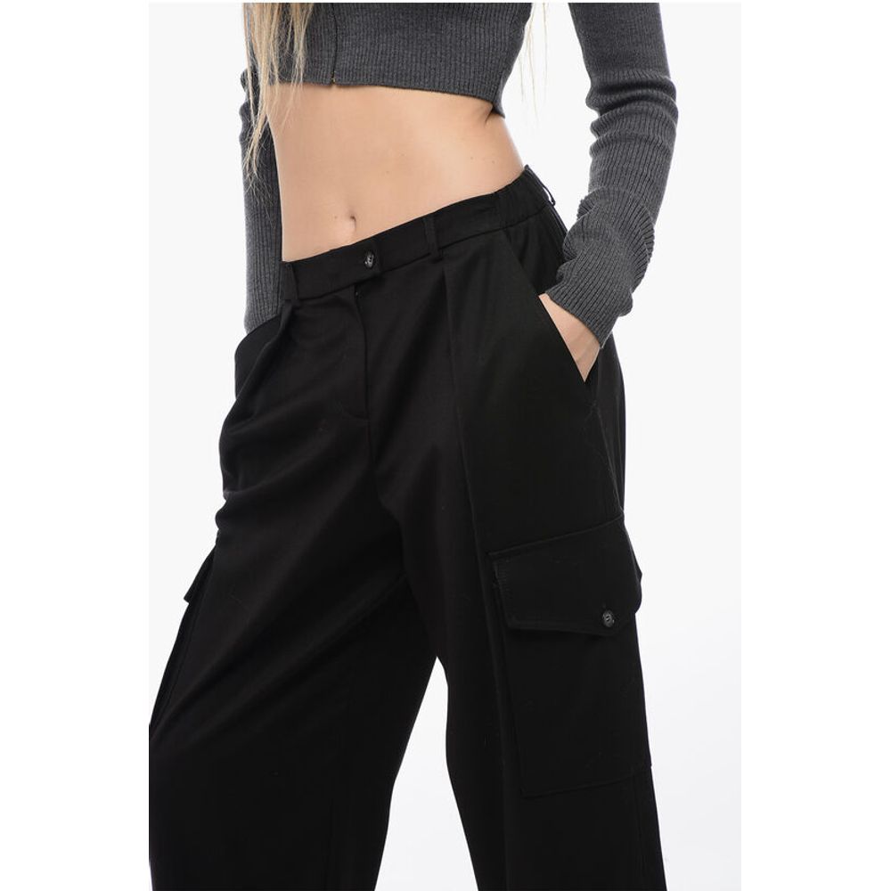 Edra Solid Color Single Pleat Cargo Pants