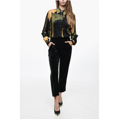Edra Velvet Lurex Pants with Elastic Waistband