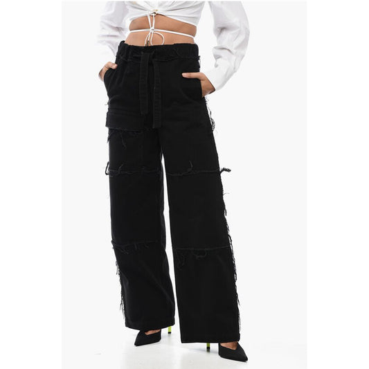 Dries Van Noten Cotton Cargo Denims with Raw-cut Details