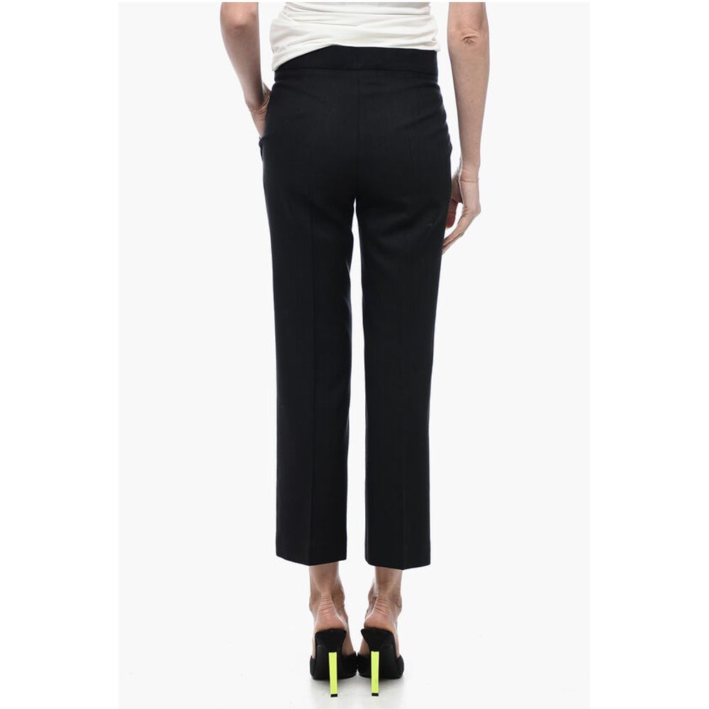 Stella McCartney Wool Blend Cropped Fit Pants with Hidden Closure