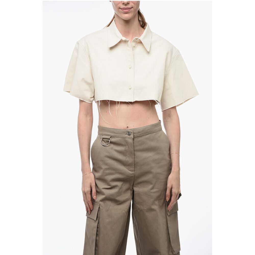 Heron Preston EXRAY Cropped Fit Shirt with Raw-cut Edges