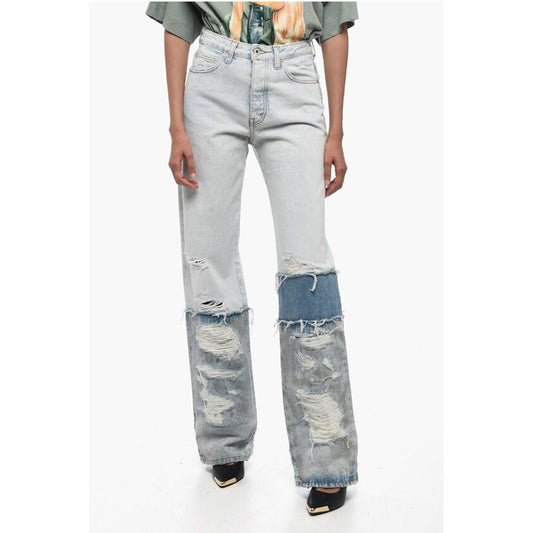 Heron Preston Cotton Boyfriend Fit Denims with Contrasting Bands 24cm