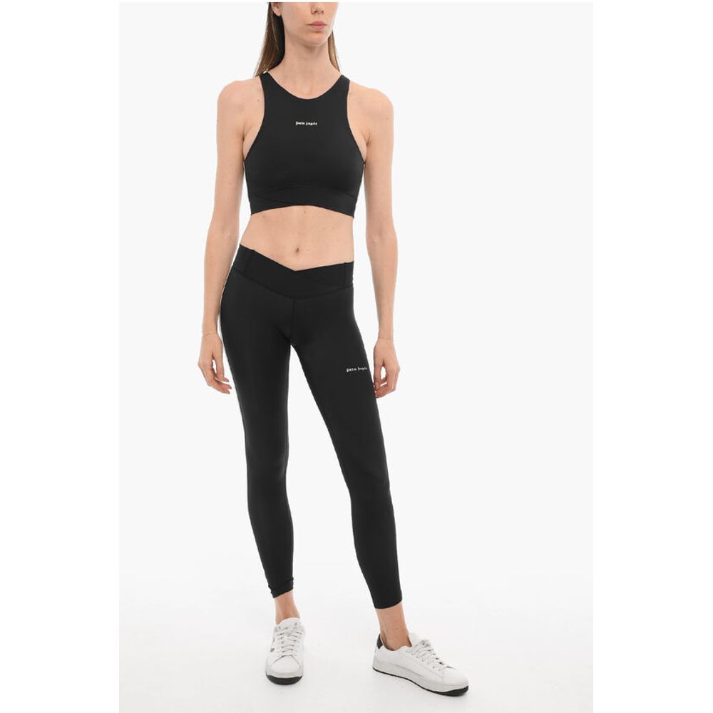Palm Angels Solid Color Active Leggings with Contrasting Side Band