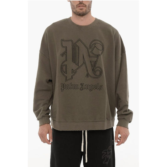 Palm Angels Vintage Effect Crew-Neck Sweatshirt with Embossed Monogram