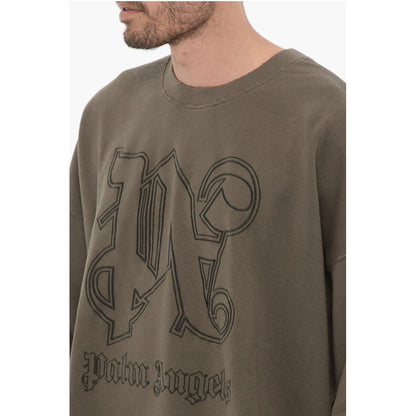 Palm Angels Vintage Effect Crew-Neck Sweatshirt with Embossed Monogram