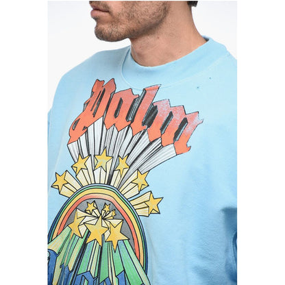 Palm Angels Brushed Cotton RAINBOW Crewneck Sweatshirt