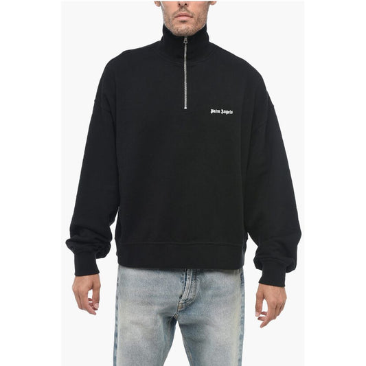 Palm Angels High Neck Brushed Cotton Sweatshirt
