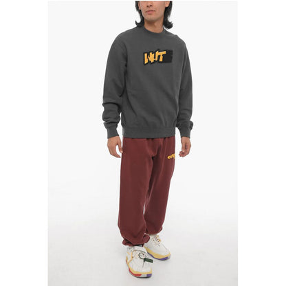 Off-White SEASONAL Slim Fit Crew-neck Sweatshirt with Contrasting Deta