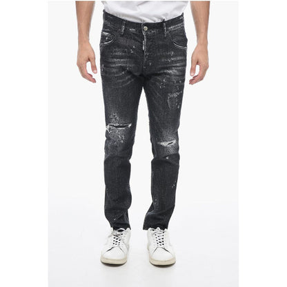Dsquared² All-Over Rhinestoned Skater Fit Denims 14cm