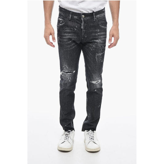 Dsquared² All-Over Rhinestoned Skater Fit Denims 14cm