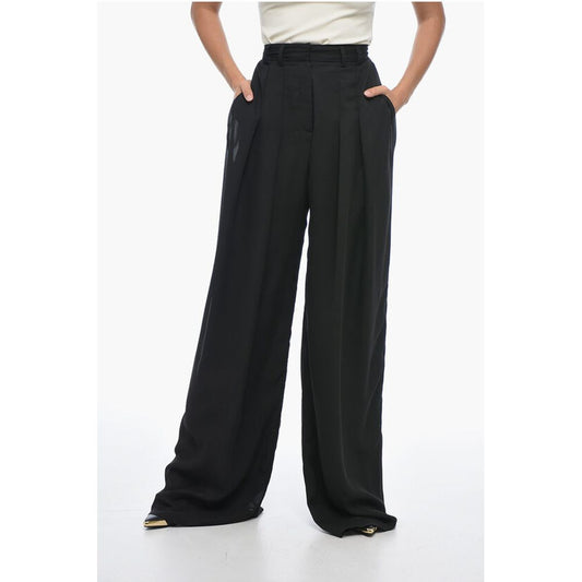 Double-pleated Chiffon Palazzo Pants