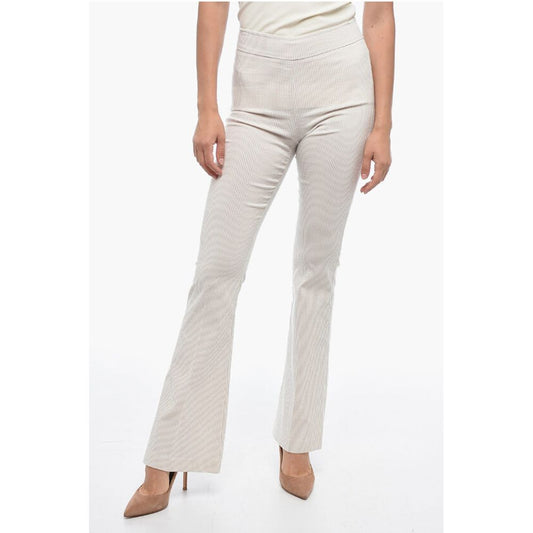 Avenue Montaigne Slim Striped Pants with Flared Hem