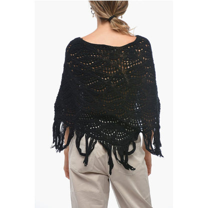 Fabiana Filippi Cotton Crochet Cape with Fringed Bottom