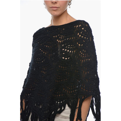 Fabiana Filippi Cotton Crochet Cape with Fringed Bottom