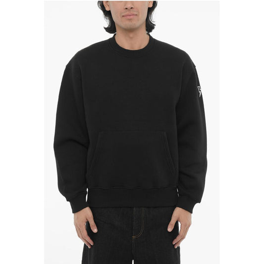 Neil Barrett Fleeced Cotton Blend Easy Fit Crew-neck Sweatshirt