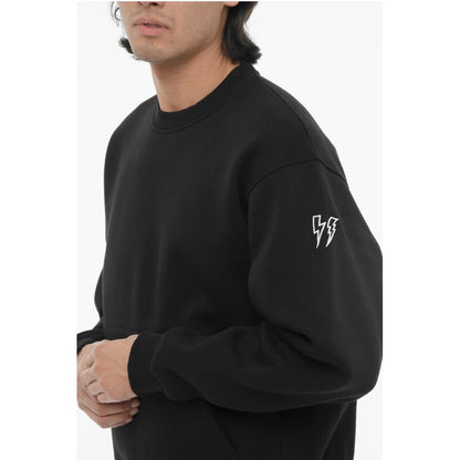 Neil Barrett Fleeced Cotton Blend Easy Fit Crew-neck Sweatshirt