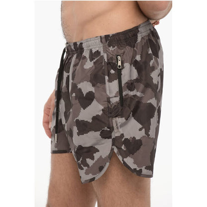 Neil Barrett Camouflage Motif Slim Fit Swim Shorts